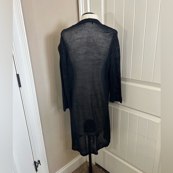 Black Mesh Cardigan/Swim Coverup.  Size Large. Coastal. Euro Summer. - Picture 2 of 6